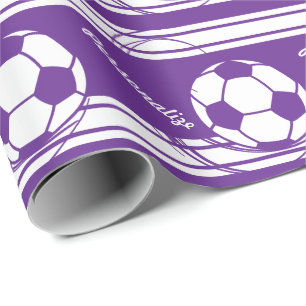 Sporty Purple Soccer Ball Wrapping Paper