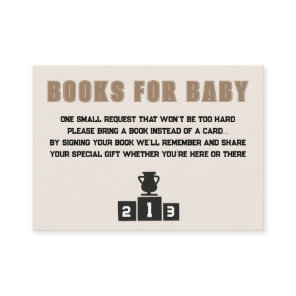 Sporty Race Car Books For The Baby Shower Enclosure Card