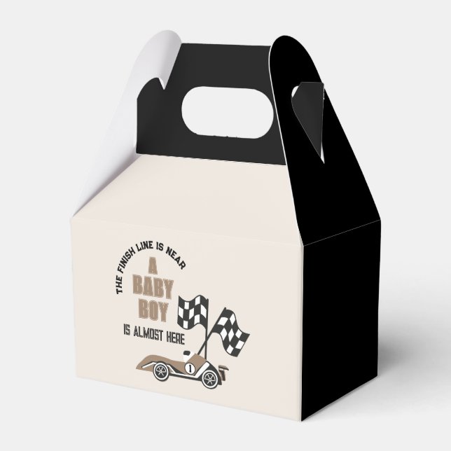 Sporty Race Car Boy Baby Shower Favor Boxes (Front Side)