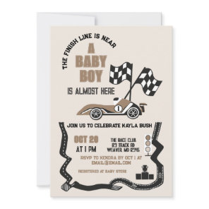 Sporty Race Car Boy Baby Shower Invitation