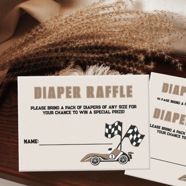 Sporty Race Car Diaper Raffle  Enclosure Card (Creator Uploaded)
