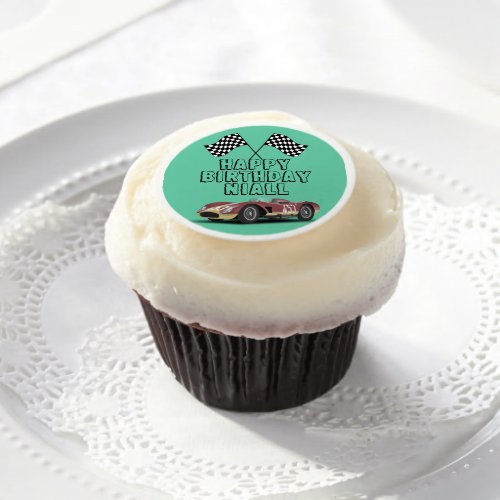 Sporty Race Car Personalized Edible Frosting Rounds