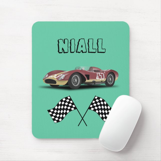 Sporty Race Car Personalized Mouse Pad (With Mouse)