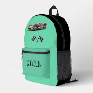 Sporty Race Car Personalized Printed Backpack