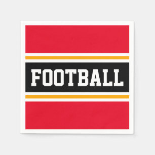 Sporty Red Black White Orange FOOTBALL Stripes Napkins