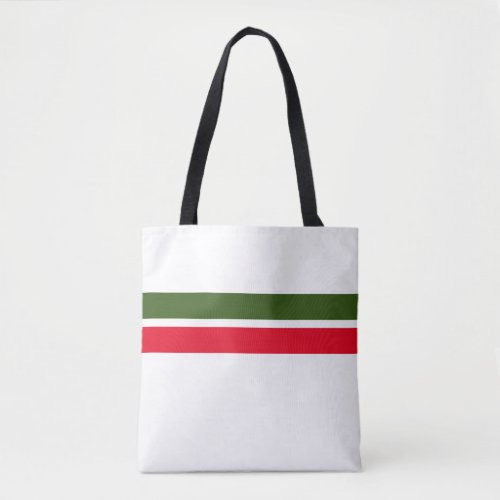 Sporty Red Bold Green Stripes White Background Tote Bag