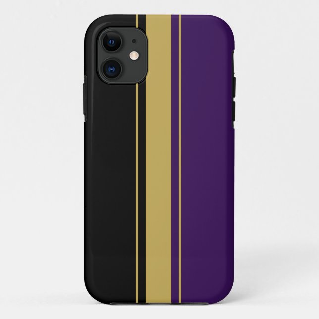 Sporty Refined Black Purple Brown Racing Stripes Case-Mate iPhone Case (Back)