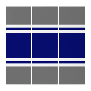 Sporty Royal Blue White Racing Stripes On Gray Triptych