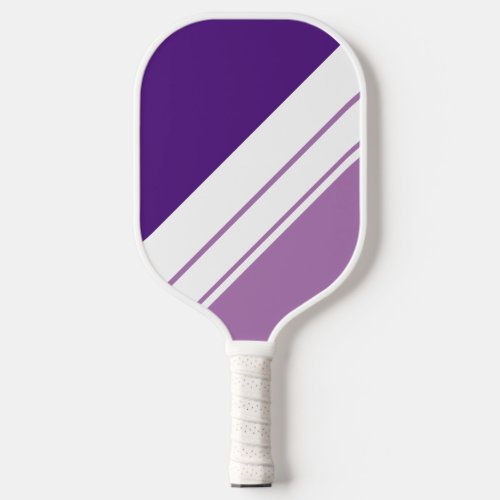 Sporty Royal Purple Lavender White Racing Stripes Pickleball Paddle