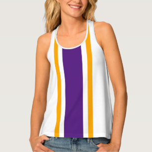 Sporty Royal Purple Orange White Racing Stripes Tank Top