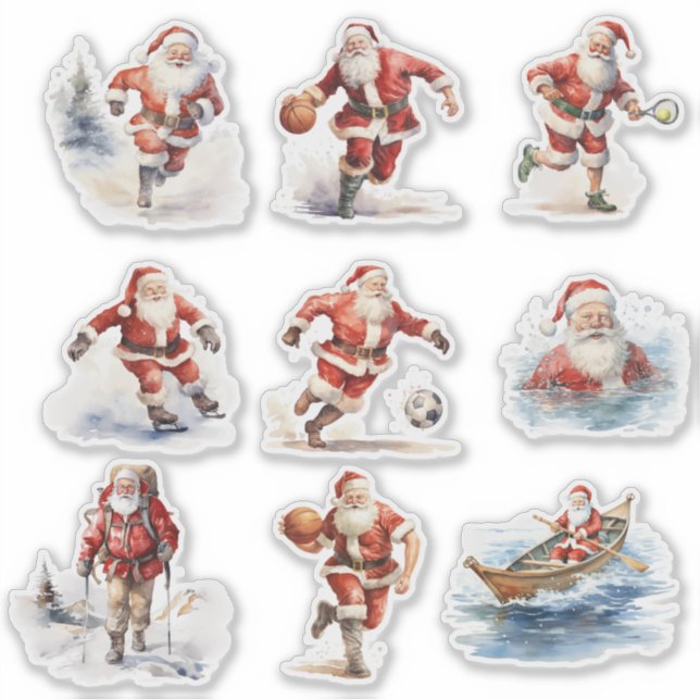 Sporty Santa Claus Christmas  Sticker (Front)