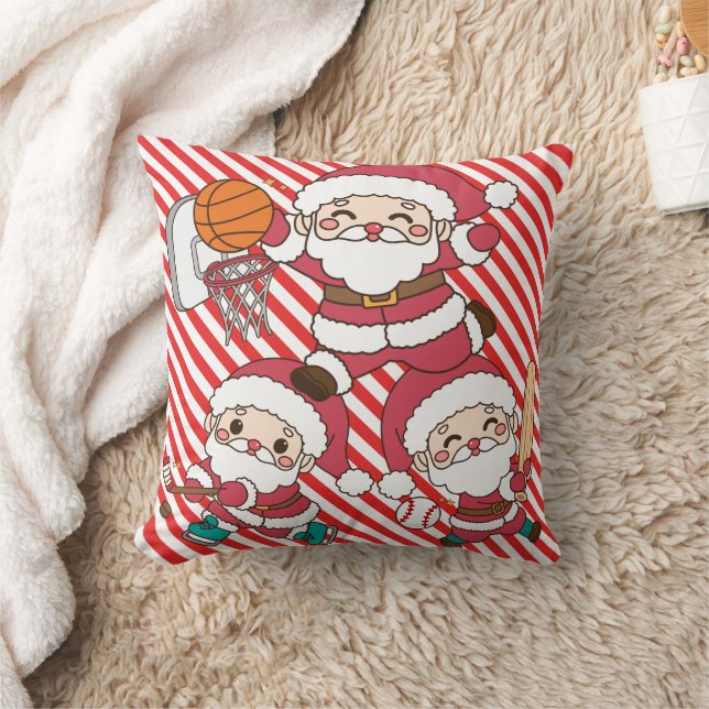 Sporty Santa Throw Pillow (Blanket)