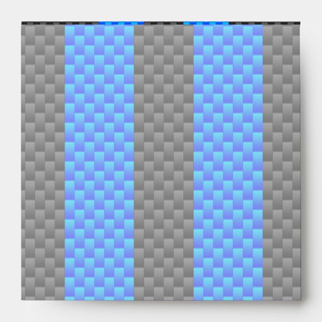 Sporty Sky Blue Carbon Fiber Style Racing Stripes Envelope (Front)