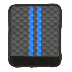 Sporty Sky Blue Carbon Fiber Style Racing Stripes Luggage Handle Wrap