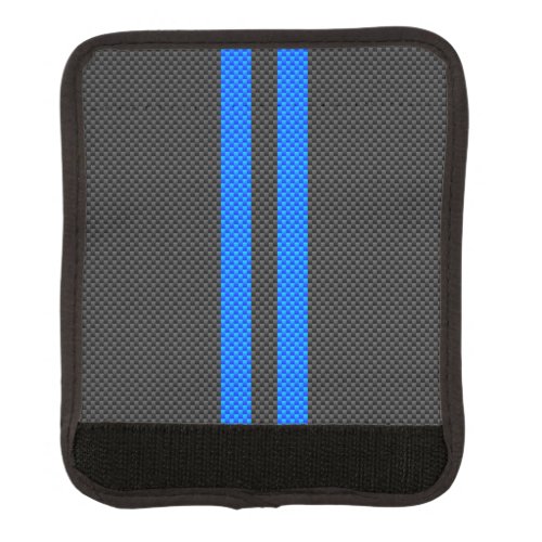 Sporty Sky Blue Carbon Fiber Style Racing Stripes Luggage Handle Wrap