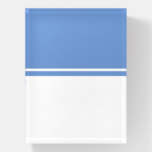 Sporty Sleek Elegant Light Blue White Color Block Paperweight