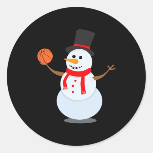 Sporty Snowman Basketball Lover Christmas Design  Classic Round Sticker