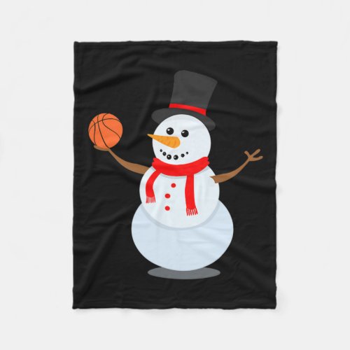 Sporty Snowman Basketball Lover Christmas Design  Fleece Blanket