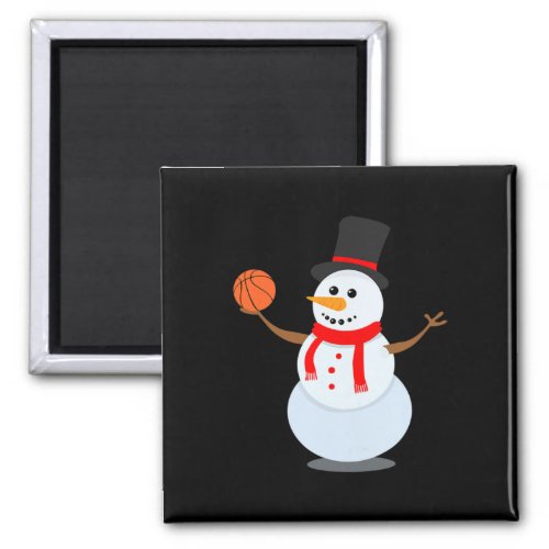 Sporty Snowman Basketball Lover Christmas Design  Magnet