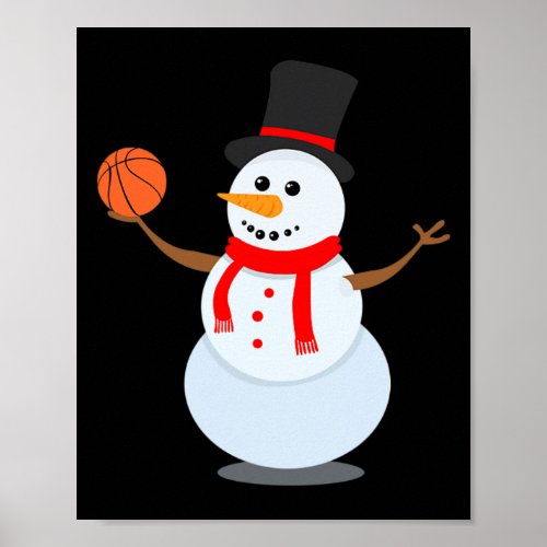 Sporty Snowman Basketball Lover Christmas Design  Poster