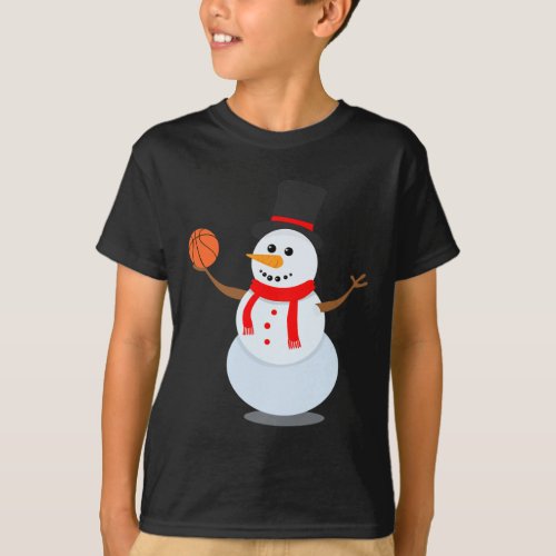 Sporty Snowman Basketball Lover Christmas Design  T_Shirt