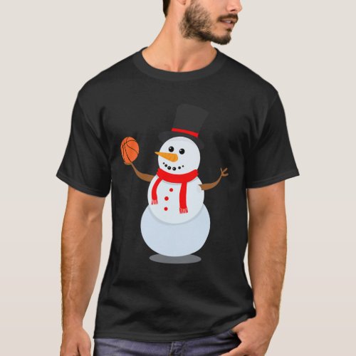 Sporty Snowman Basketball Lover Christmas Design  T_Shirt