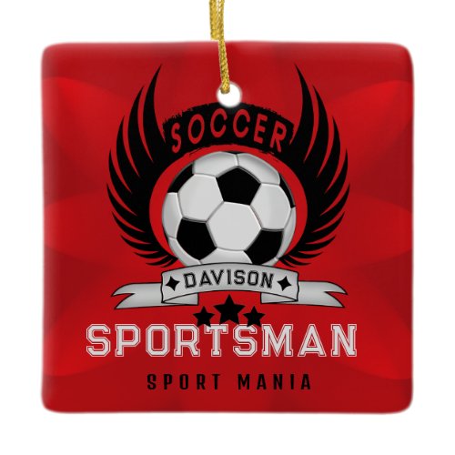 Sporty Soccer Ball Emblem  Ceramic Ornament