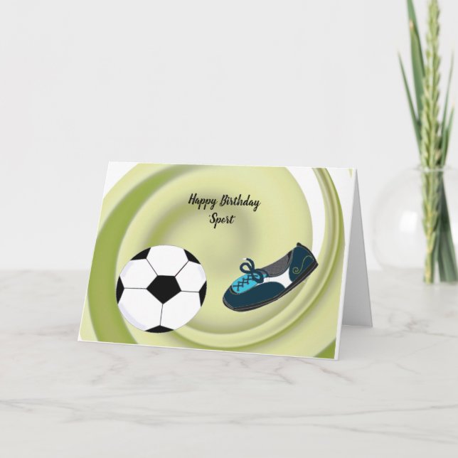 Sporty Soccer Player Birthday Card (Front)