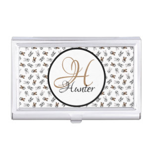 Sporty Soccer Puppies Monogrammed Business Card Case