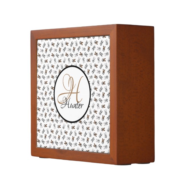 Sporty Soccer Puppies Monogrammed Desk Organizer (Right)
