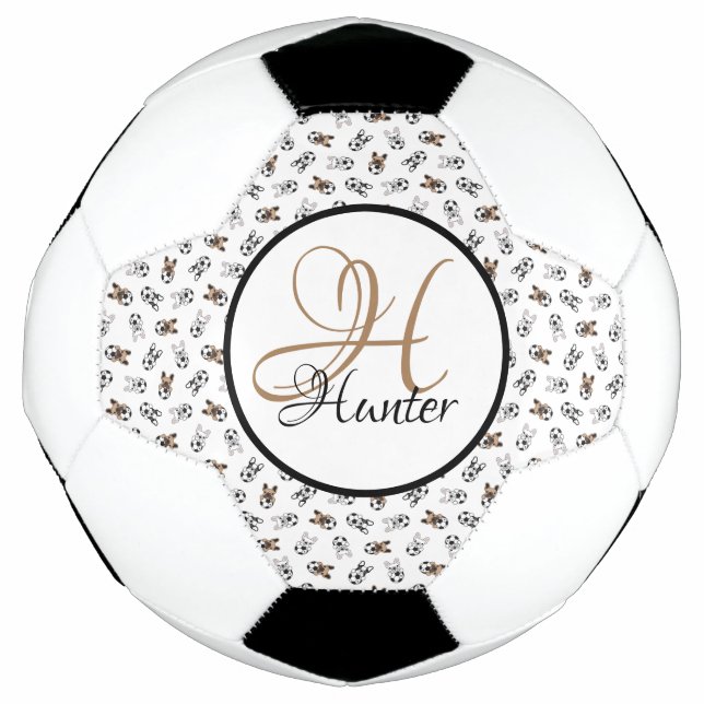 Sporty Soccer Puppies Monogrammed   Soccer Ball (Front)