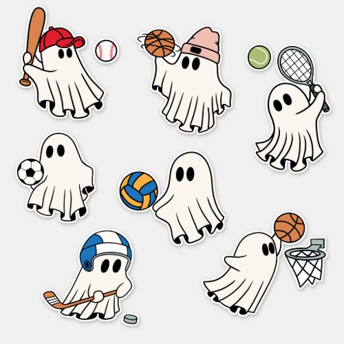 Sporty Spectral Fun Cute Ghost Pack Sticker