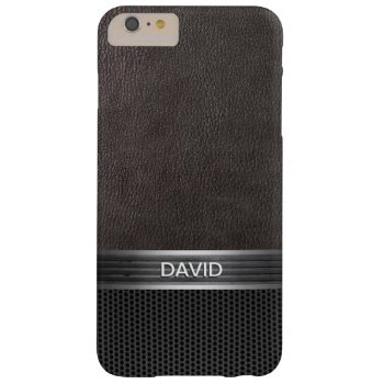 Sporty Steel Belt Leather & Metal Custom Name Barely There Iphone 6 Plus Case by caseplus at Zazzle