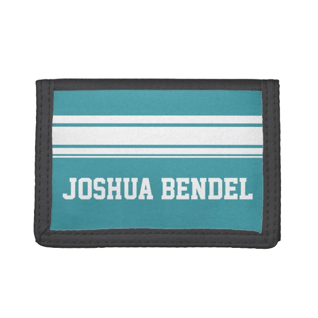 Sporty Stripes Personalized Kids Boys Wallet (Front)