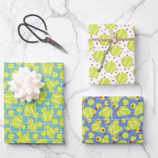 sporty tennis balls pattern any occasion wrapping paper sheets