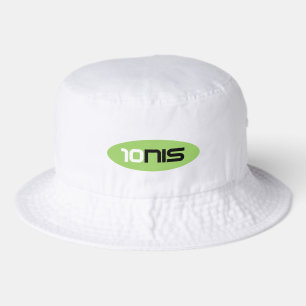 Sporty tennis player bucket hat with green logo