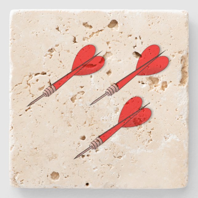 Sporty Three Red Darts Stone Coaster (Front)