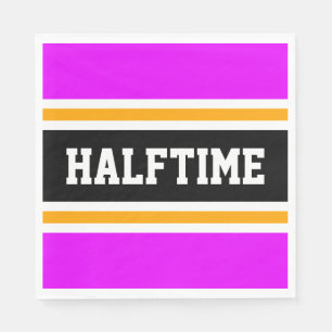 Sporty Tropical Pink Orange Black HALFTIME Stripes Napkins