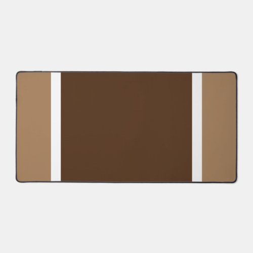 Sporty Two Tone Brown White Vertical Edge Stripes Desk Mat