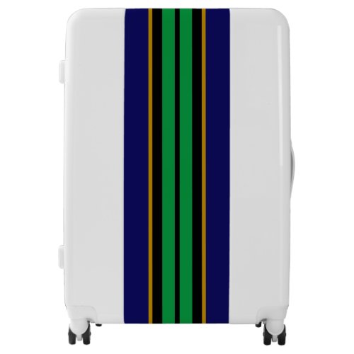 Sporty Vibrant Green Navy Blue Racing Stripes Luggage