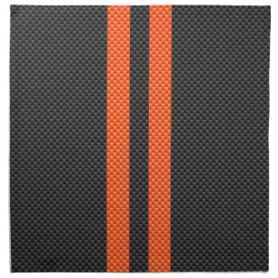 Sporty Vibrant Orange Stripes Carbon Fiber Style Cloth Napkin