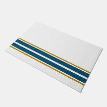 Sporty White Ocean Teal Bottom Edge Racing Stripes