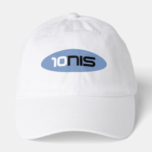 Sporty white tennis player cap with blue logo