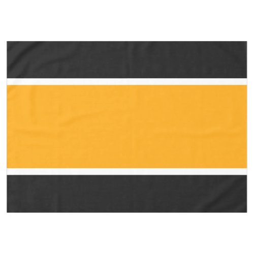 Sporty Wide Bold Yellow Center Black White Stripes Tablecloth