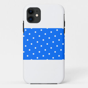 Sporty Wide Dotted Bright Blue Stripe On White iPhone 11 Case