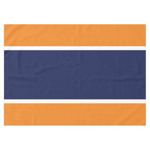 Sporty Wide Navy Blue White Stripes On Orange Tablecloth