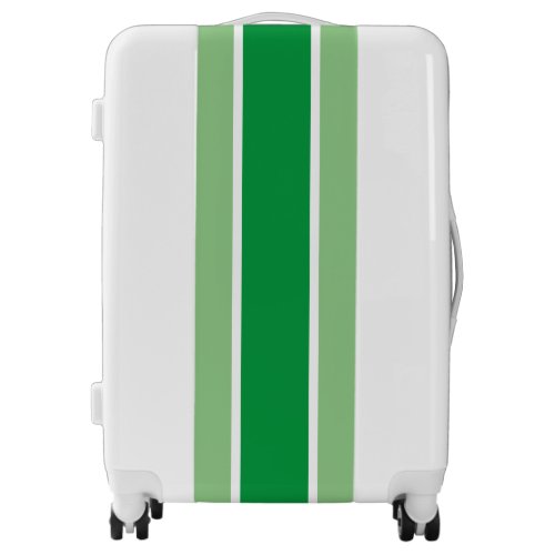 Sporty Wide Two Tone Green White Racing Stripes Luggage