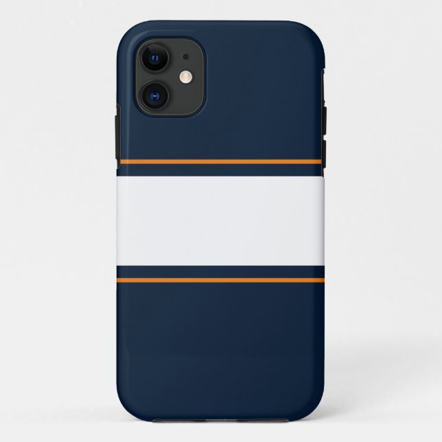 Sporty Wide White Orange Navy Blue Racing Stripes  Case-Mate iPhone Case (Back)