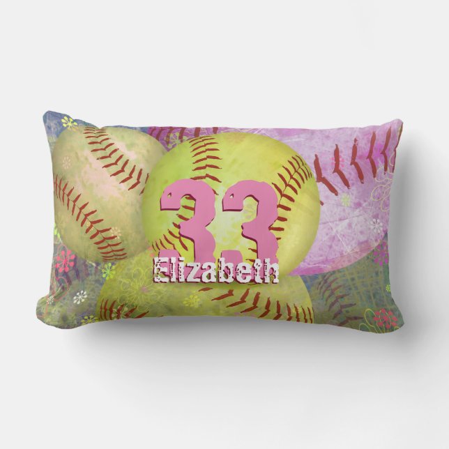 Sporty Women's Softball Lumbar Pillow (Front)
