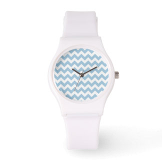 Sporty Wrist Watch: Blue and White Chevron Pattern Watch